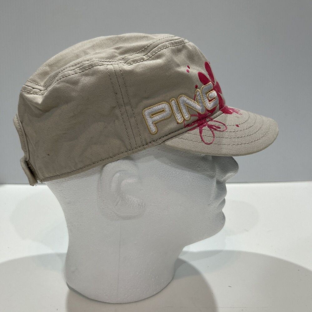 Ping Golf Cadet Military Style Hat Women’s Adjustable Hook & Loop Pink Flower